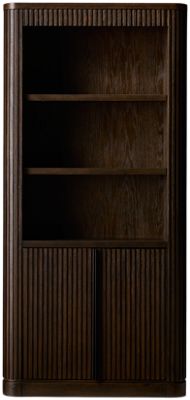 Tulane Bookcase - 2 Storage Doors - Adjustable Shelves - Stylish Fluted Detailing