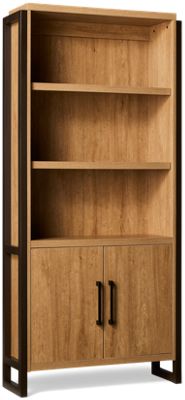 Mason Bookcase - 2 Storage Doors - Three Adjustable Shelves - Contemporary Design