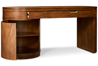 Caden 64" Single Pedestal Desk - One Drawer - Drop-Front Keyboard Drawer - End Door With Inside Shelf - Wire Management