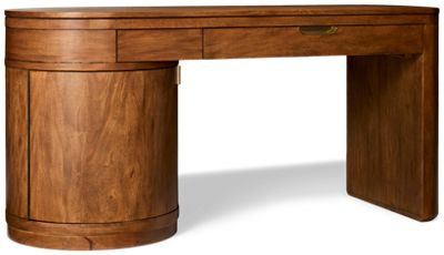 Caden 64" Single Pedestal Desk - One Drawer - Drop-Front Keyboard Drawer - End Door With Inside Shelf - Wire Management