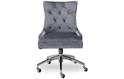 Grey Swivel Computer Chair with Nailhead