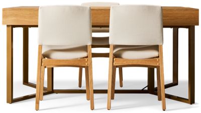 Transformer Table to Desk 5 Piece Set - 2 Flip-Top Desks - 3 Upholstered Stackable Chairs - Seamlessly Transitions from Dining Set to Workstation