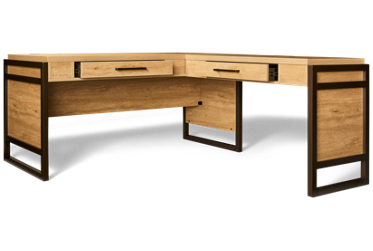 Mason Desk with Return - Two Storage Drawers - Desktop Wire Management - Power Strip with USB Ports