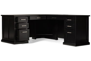 Abby Pedestal L Desk - Eight Drawers - USB Ports & Electrical Outlets - Wire Management - Molded Details