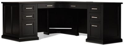 Abby Pedestal L Desk - Eight Drawers - USB Ports & Electrical Outlets - Wire Management - Molded Details