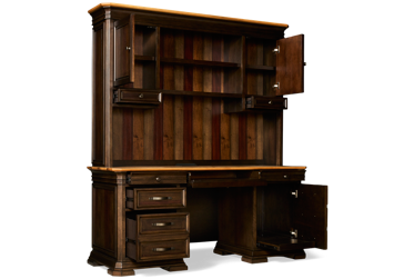 Sonoma Credenza & Hutch - 3 Utility Drawers - Locking File Drawer - Pull-Out Printer Tray - 2 Door, 2 Drawer Hutch - Keyboard Drawer - Plug Outlets & USB Ports