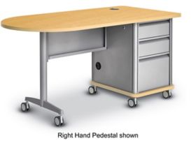 Sit / Stand Pedestal Desk with Locking CPU Storage