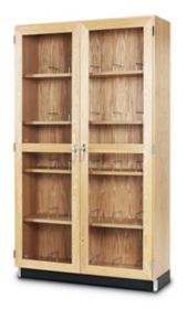 Wood Microscope Storage Cabinet W Glass Double Doors In Oak Dmc