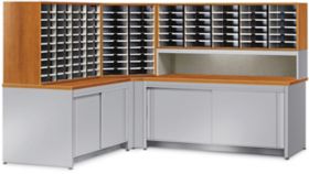 90-Slot Champion Modular Mailroom L-Shape Workstation - DMM-T1 | K-Log