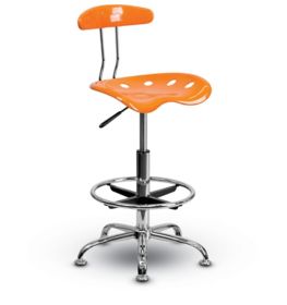 Flash furniture vibrant black and online chrome drafting stool with tractor seat