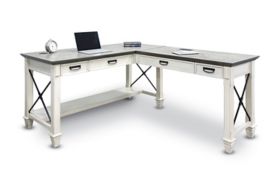 Barrister Office L-Shaped Writing Desk in Linen White - HRT-LW-W | K-Log