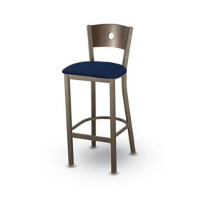 Lyons Cafe Stool w/ Wood Keyhole Back & Fabric Seat - KCT-S15F | K-Log