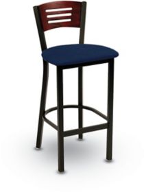 Lyons Cafe Stool w/ Wood Horizontal Slat Back & Fabric Seat - KCT-S17F ...
