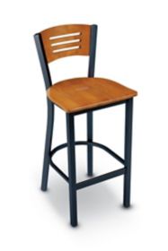 Lyons Cafe Stool W Wood Horizontal Slat Back Wood Seat Kct S17 K Log