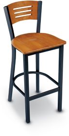 Lyons Cafe Stool W Wood Horizontal Slat Back Wood Seat Kct S17 K Log