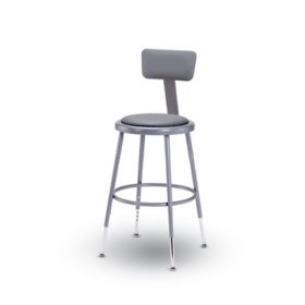 Rugged Upholstered Adjustable Height Gray Stool - NPRS-AB | K-Log