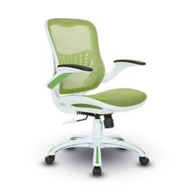 Office Star Ventilated Manager's Office Desk Chair with Breathable Mesh  Seat and Back, White Base, White