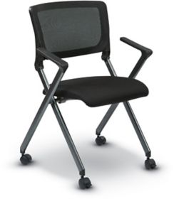 Persona Nesting Chair w/ Titanium Frame and Black Fabric Seat
