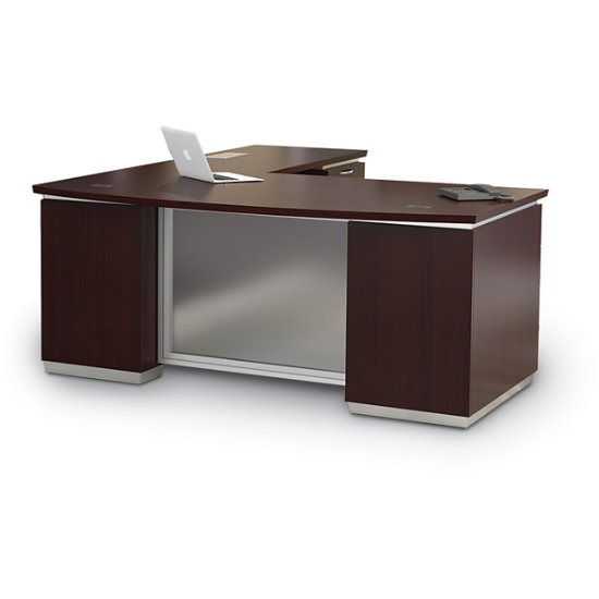 Office Star Products: Tuxedo L-Shape w/Bow Front Desk Office Star Products: Tuxedo L-Shape w/Bow Front Desk