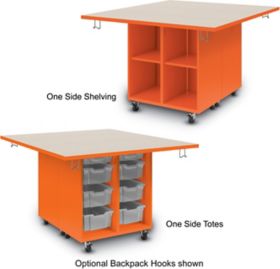KI Ruckus Double Faced 2x2 Cubby and Tote Storage 6 6 and 2 3 Totes Open 1 1 4 Laminate Top w 74P Edge 60x54 RCWT605436CTOP 74P NP
