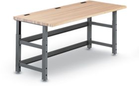 TechWorks® Linear Workbench w/ Butcherblock Top & Grommets TCHATBG