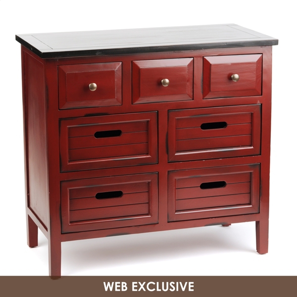 Wood Red 7 Drawer Chest Kirklands