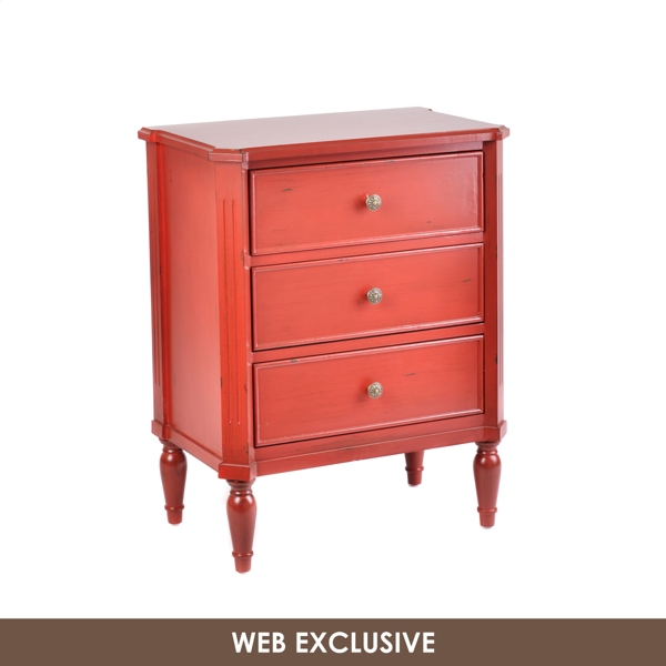 Distressed Red 3 Drawer Chest Kirklands