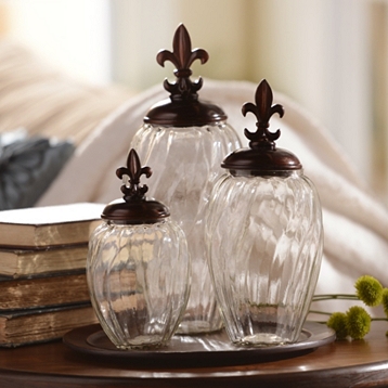 Glass Fleur-de-Lis Jar, Set of 3 | Kirklands