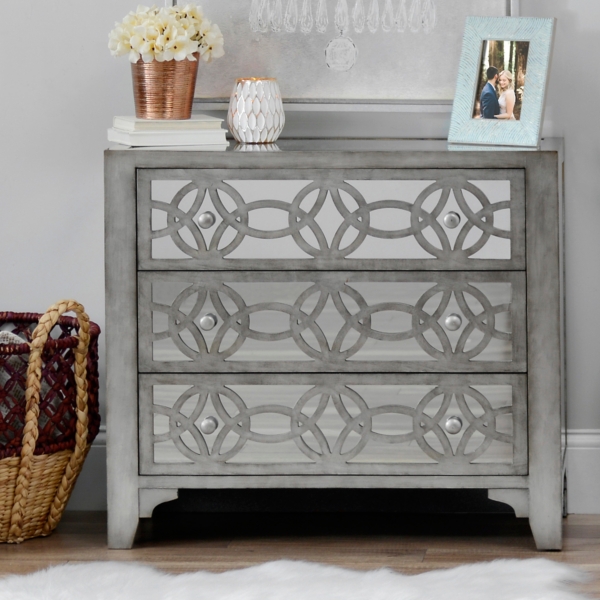 Libby Silver Mirrored 3 Drawer Chest Kirklands