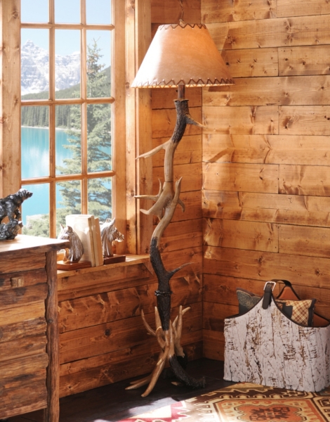 Antler Floor Lamp With Faux Leather Shade Kirklands