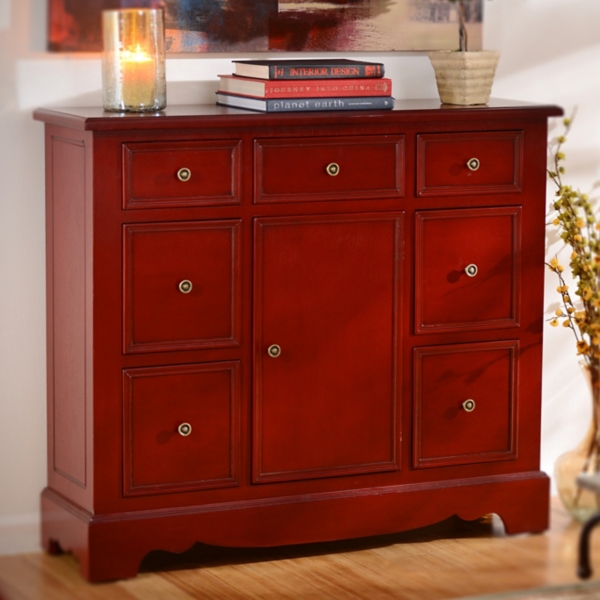 Distressed Red 7 Drawer Chest Kirklands