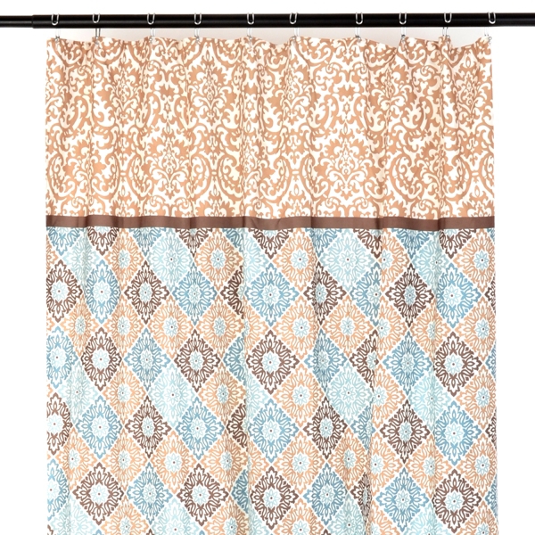 Tan & Blue Medallion Print Shower Curtain | Kirklands