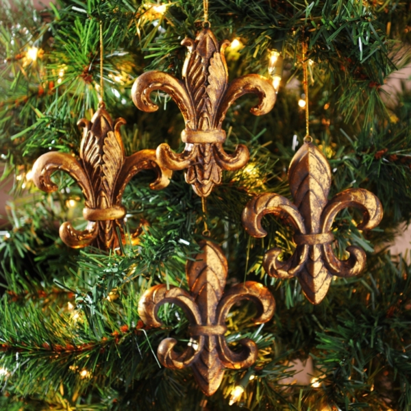 Antiqued Gold Fleur De Lis Ornament Set Of 4 Kirklands