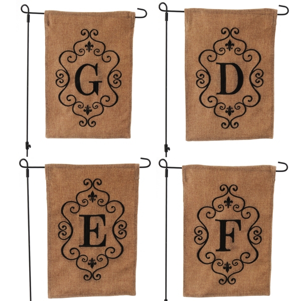 Burlap Garden Flag Personalize Last Name Initial Canvas Mini Flag