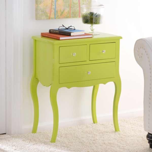 Lime Green Lacquered Bombe 3 Drawer Chest Kirklands