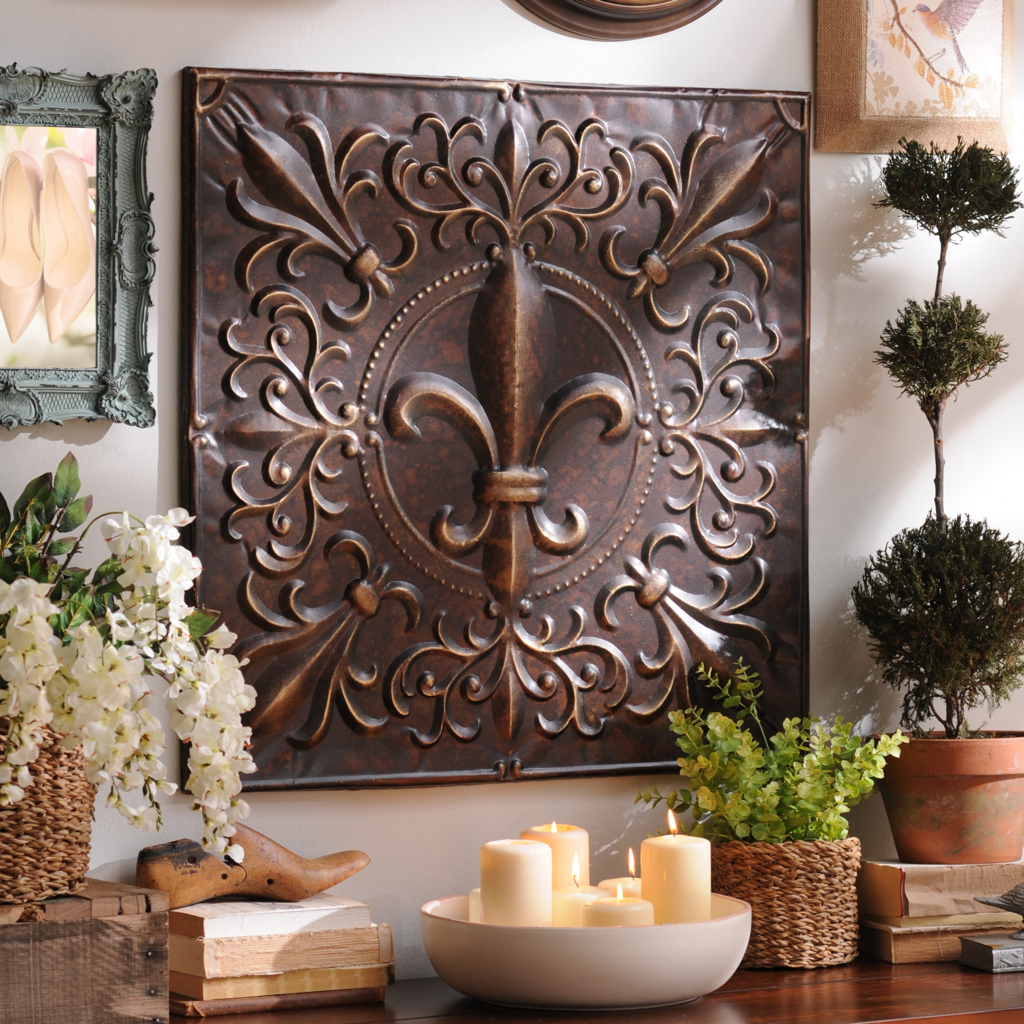 Bronze Fleur-de-lis Tile Wall Plaque | Kirklands