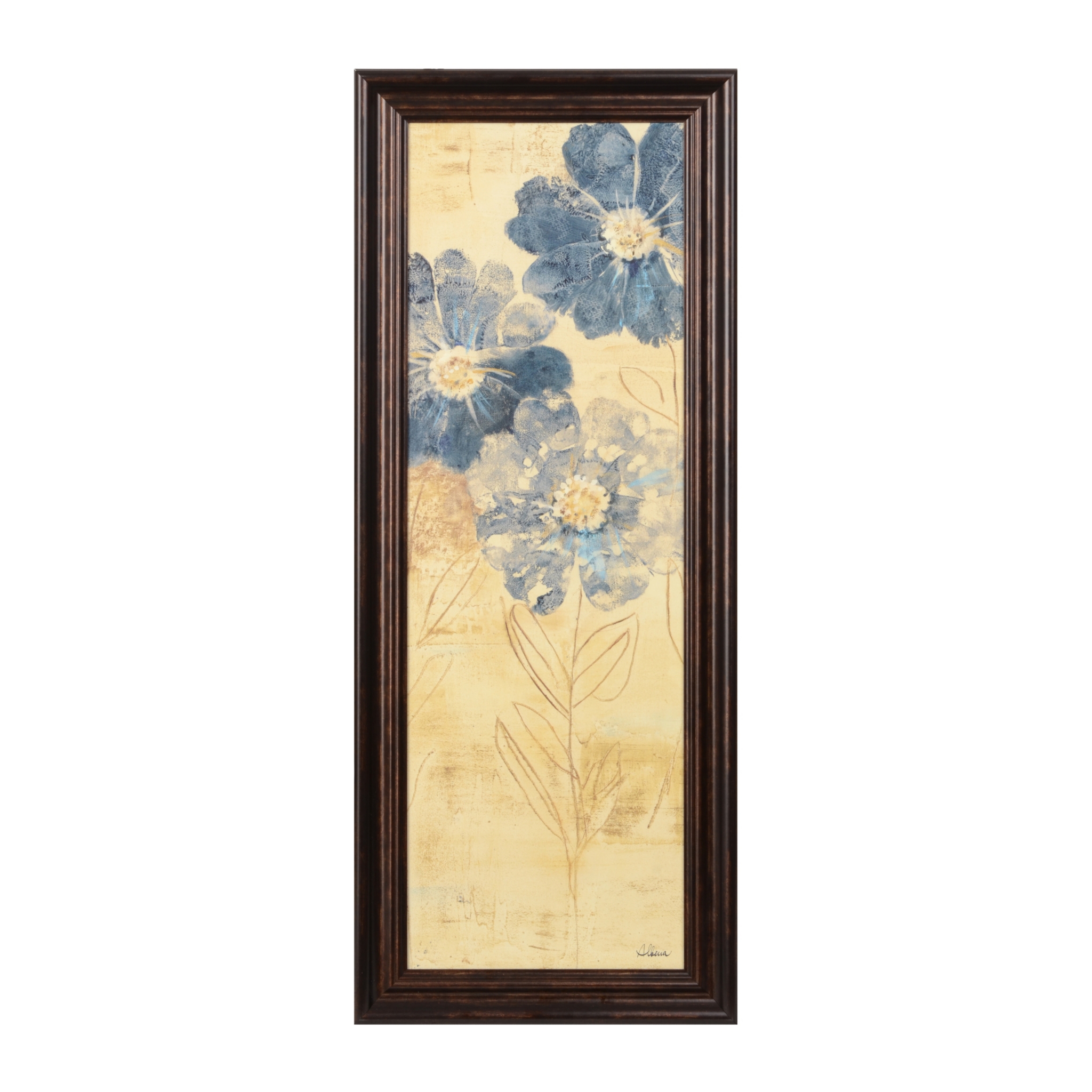 Blue Etched Blooms I Framed Art Print | Kirklands