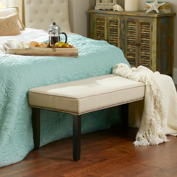 Heidi Beige Linen Bench