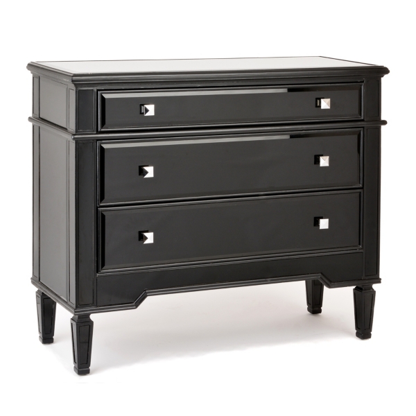 Black Mirrored 3 Drawer Chest Kirklands