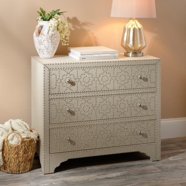 Beige Linen Upholstered Chest Kirklands