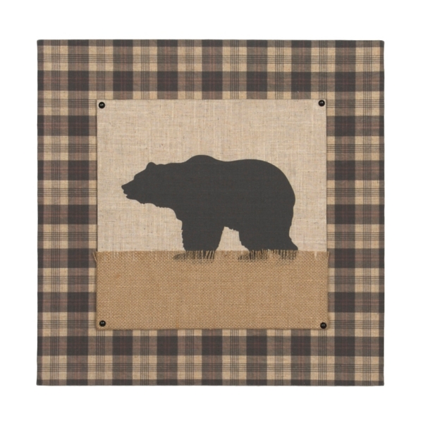 Black Bear Plaid Canvas Plaque Kirklands