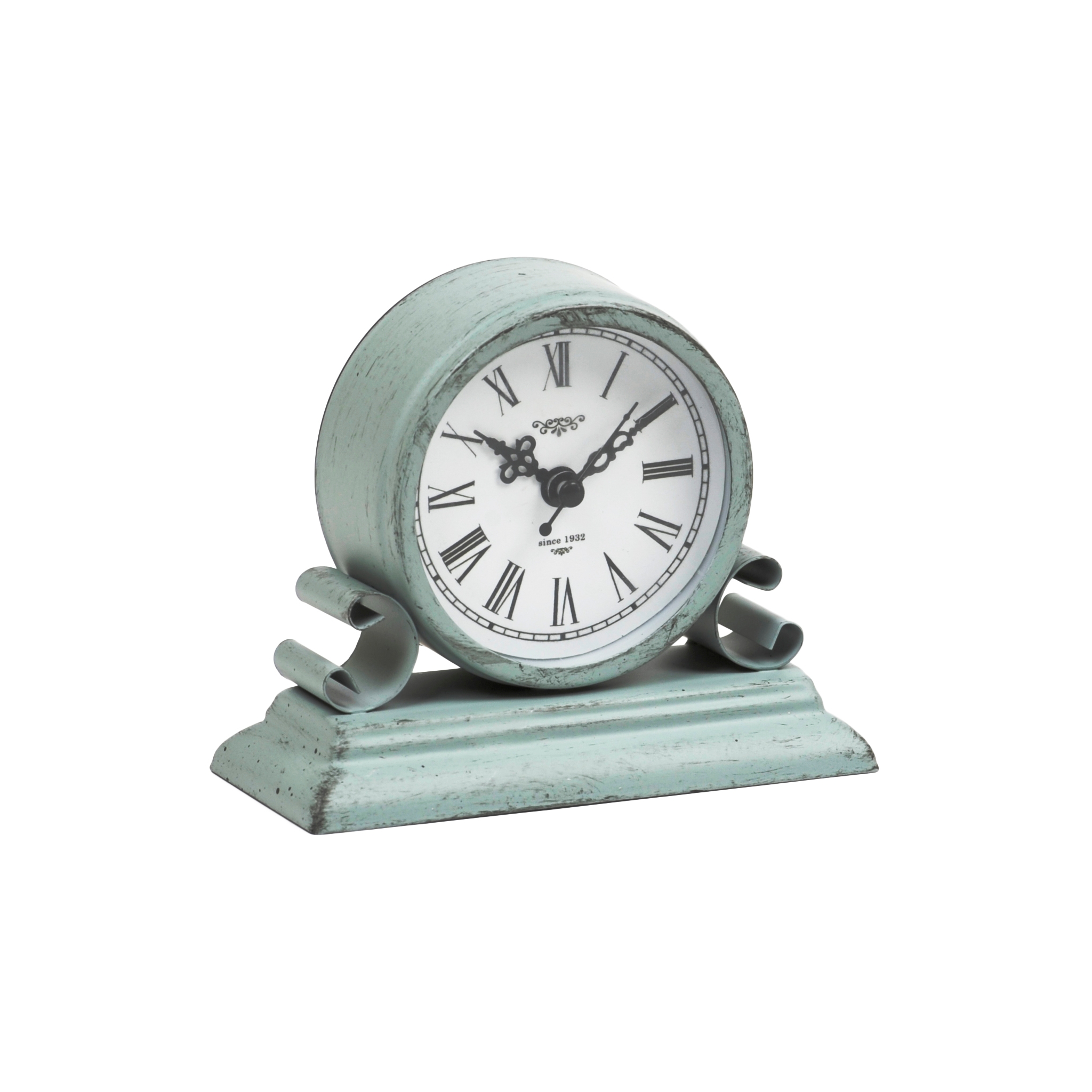 Distressed Turquoise Metal Tabletop Clock | Kirklands