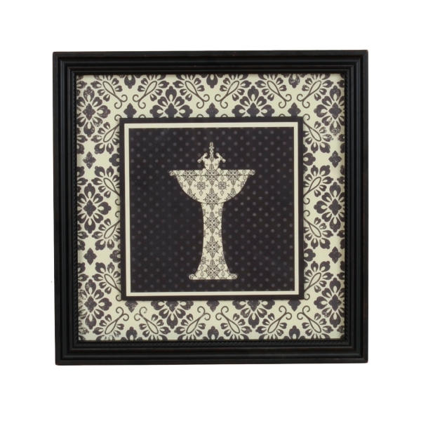 Black White Damask Sink Framed Art Print Kirklands