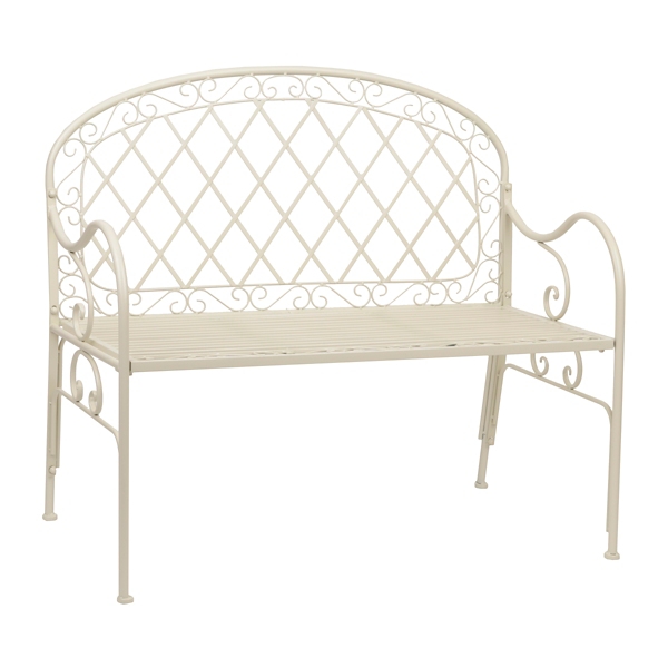 Cottage White Metal Bench | Kirklands