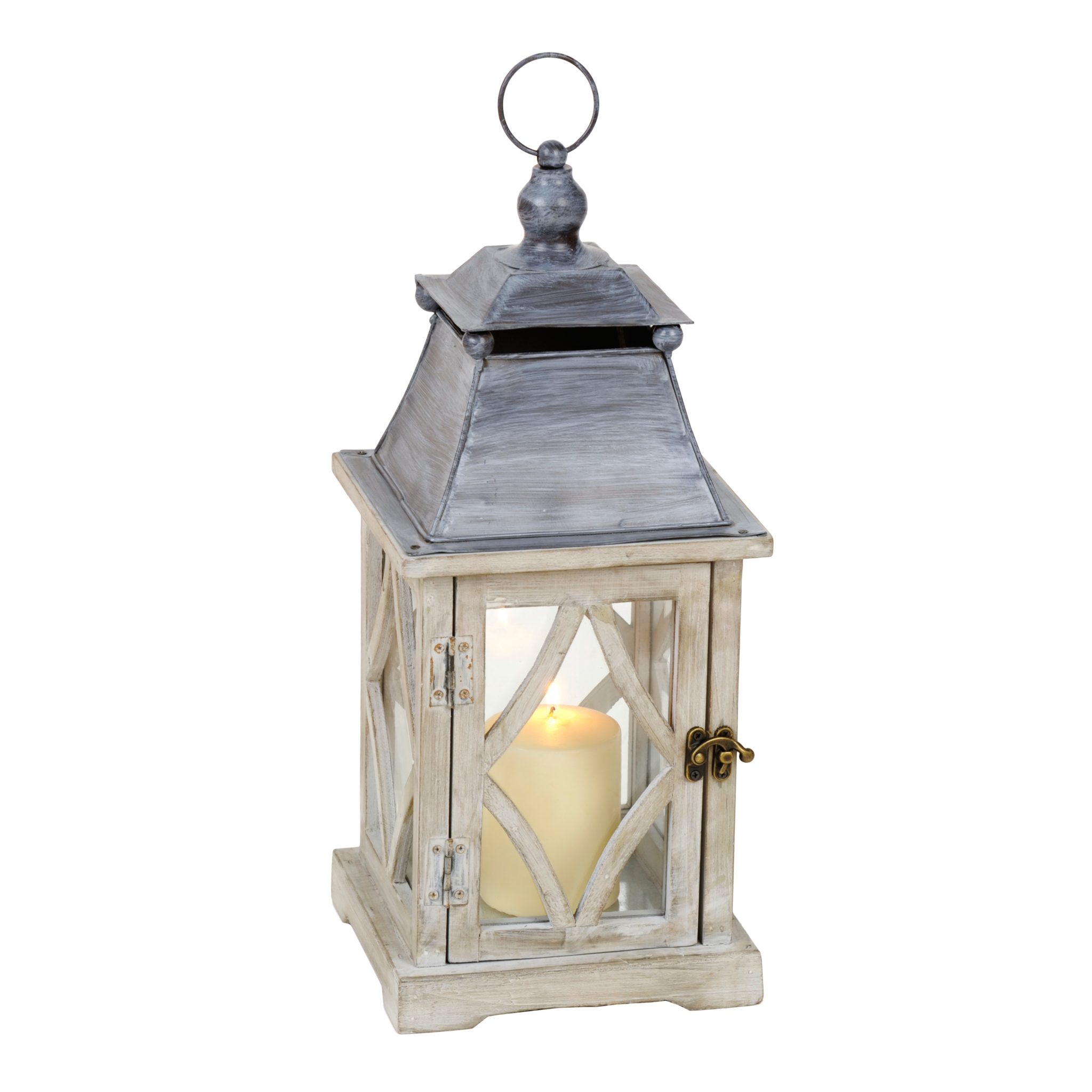 Rustic White and Gray Lantern | Kirklands