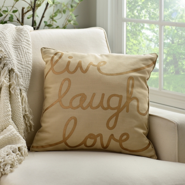 Metallic Gold Live Laugh Love Pillow Kirklands