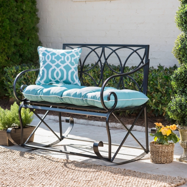Black Infinity Circles Outdoor Metal Bench Rocker Kirklands