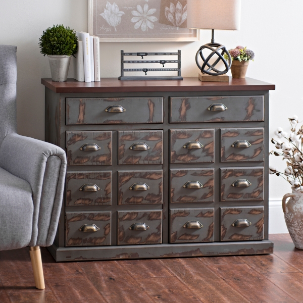 Distressed Slate Blue Clerks Cabinet Kirklands