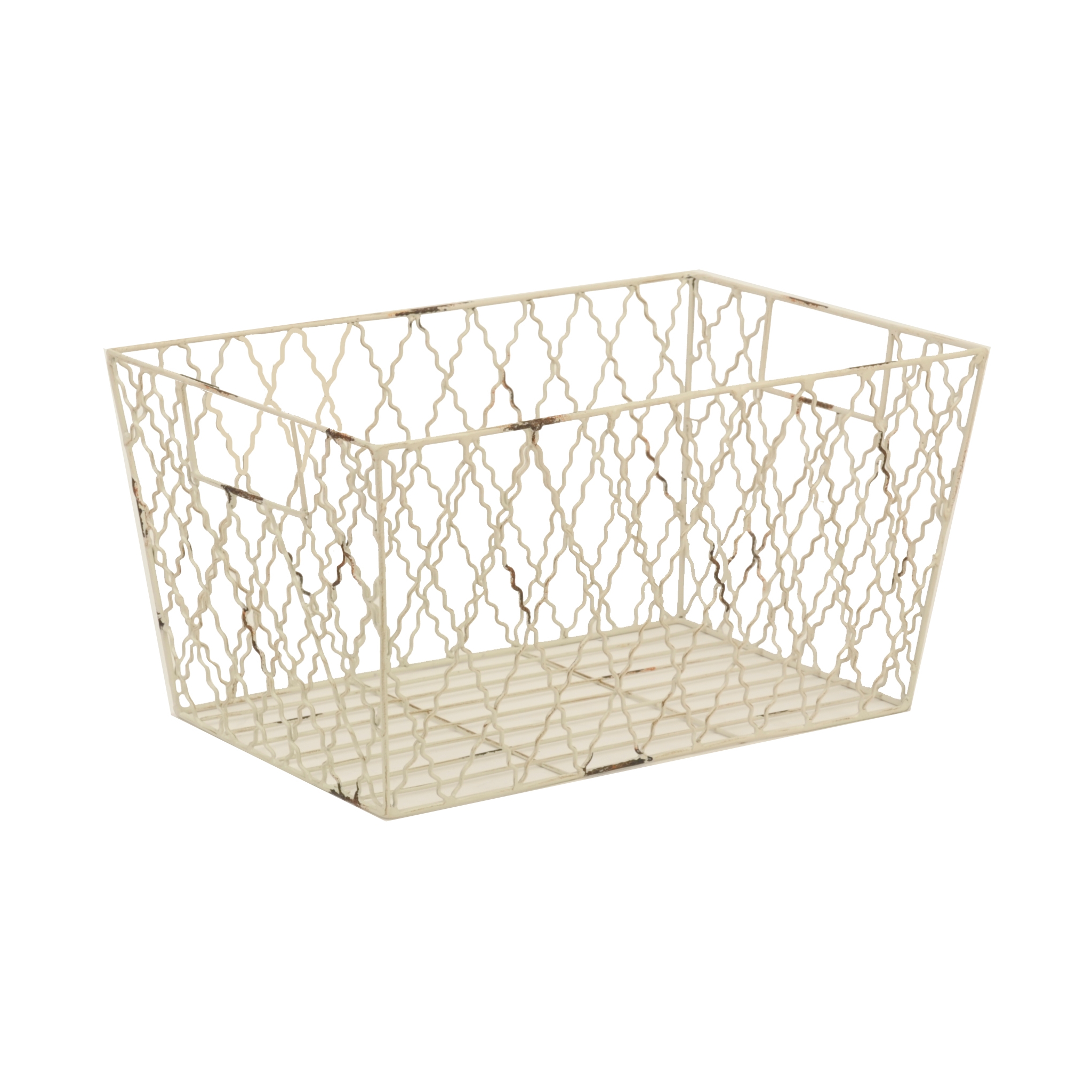 White Metal Quatrefoil Basket | Kirklands