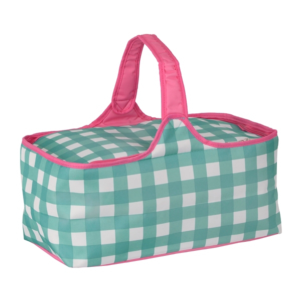 Aqua Plaid Picnic Tote | Kirklands